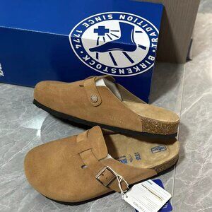 Birkenstock Boston Taupe suede clog sandal